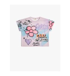 Снимка на Koton Crop T-Shirt Graffiti Printed Short Sleeve Crew Neck