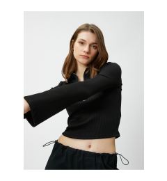 Снимка на Koton Crop T-Shirt Polo Neck Half Zipper