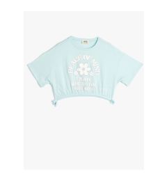 Снимка на Koton Crop T-Shirt Short Sleeve Crew Neck Motto Printed Cotton