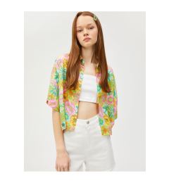 Снимка на Koton Floral Shirt Viscose Buttoned Short Sleeve