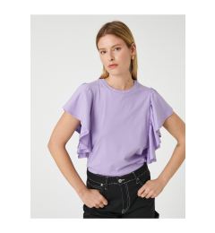 Снимка на Koton Flounced Sleeves T-Shirt Crew Neck Cotton