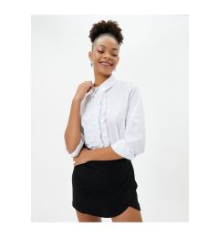 Снимка на Koton Frilly Shirt Classic Collar Long Sleeve Cotton