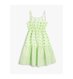 Снимка на Koton Girl's Dress with Flowers and Thin Straps Lined, Ruffled Gathered Waist.