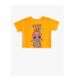 Снимка на Koton Lol Printed Crop T-Shirt Licensed Short Sleeve Crew Neck Cotton