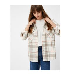 Снимка на Koton Long Sleeve Shirt Flap Pocket Snap Closure Brown Plaid