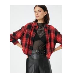 Снимка на Koton Lumberjack Shirt with Crop Buttons Classic Collar Viscose