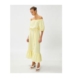 Снимка на Koton Midi Dress with Open Shoulder and Belt