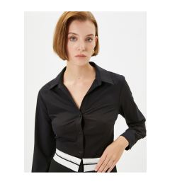 Снимка на Koton Normal Shirt Collar Plain Black Women's Shirt 4WAK60454UW