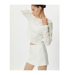 Снимка на Koton Openwork Hooded Long Sleeve Crop T-Shirt