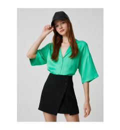 Снимка на Koton Satin Shirt Short Sleeve Comfort Fit Buttoned Classic Collar