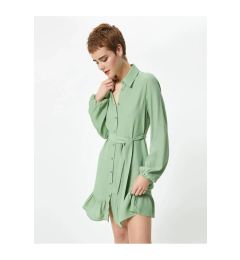 Снимка на Koton Shirt Dress Mini Length Long Sleeve Ruffle Detailed Belt Detailed