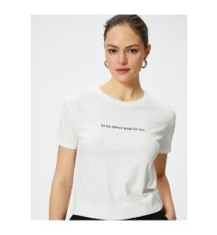 Снимка на Koton Slogan Printed Crew Neck Short Sleeve Cotton