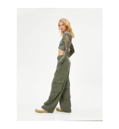 Снимка на Koton Straight Wide Leg Cargo Trousers Normal Waist Large Pocket Detailed