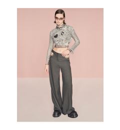 Снимка на Koton Straight Wide Leg Window Detailed Trousers Chain Detail Pocket