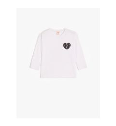 Снимка на Koton T-Shirt Long Sleeve Heart Printed Crew Neck