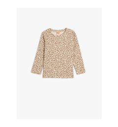 Снимка на Koton T-Shirt Long Sleeve Leopard Printed Crew Neck Cotton