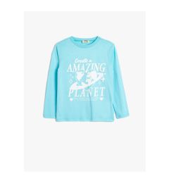 Снимка на Koton T-Shirt Long Sleeve Planet Printed Crew Neck Cotton