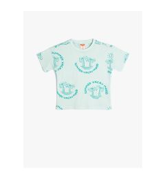 Снимка на Koton T-Shirt Short Sleeve Palm Printed Crew Neck Textured Cotton