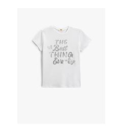 Снимка на Koton T-Shirt Slogan Printed Short Sleeve Crew Neck Textured Cotton