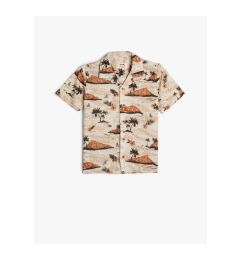 Снимка на Koton Viscose Shirt Palm Printed Short Sleeve Single Pocket Detail