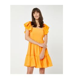 Снимка на Koton Women's Crew Neck Plain Orange Above Knee Dress 3sak80003ew