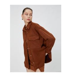 Снимка на Koton Women's Standard Shirt Collar Plain Brown Shirt 4WAL60004IW