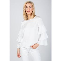 Снимка на Lady's blouse with ruffles on the sleeves - white,