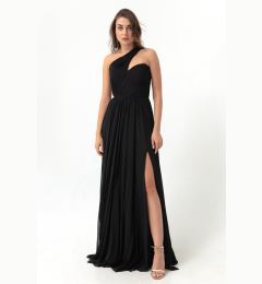 Снимка на Lafaba Women's Black One-Shoulder Slit Long Evening Dress