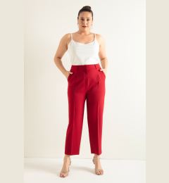 Снимка на Lafaba Women's Burgundy Plus Size Fabric Trousers