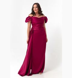 Снимка на Lafaba Women's Damson Boat Neck Tailed Long Satin Evening Dress & Prom Dress