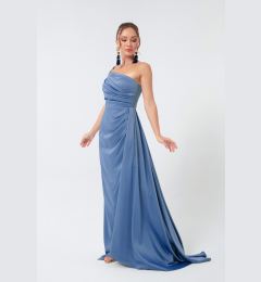 Снимка на Lafaba Women's Indigo One-Shoulder Satin Evening & Prom Dress