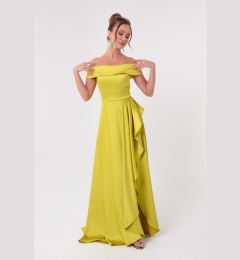 Снимка на Lafaba Women's Oil Green Boat Neck Satin Evening Dress & Prom Dress