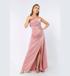 Снимка на Lafaba Women's Powder One-Shoulder Satin Evening Dress & Prom Dress