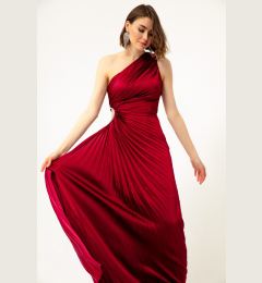 Снимка на Lafaba Women's Red One-Shoulder Decollete Long Evening Dress