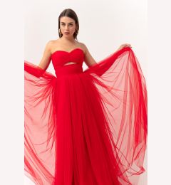 Снимка на Lafaba Women's Red Strapless Tulle Evening Dress