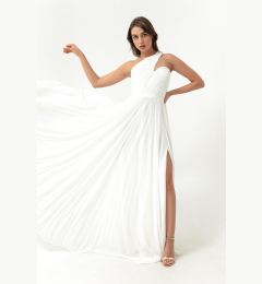 Снимка на Lafaba Women's White One-Shoulder Slit Long Evening Dress