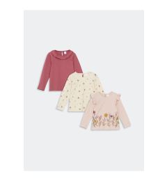 Снимка на LC Waikiki 3-Piece Crew Neck Long Sleeve Printed Baby Girl's T-Shirt