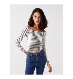 Снимка на LC Waikiki Boat Neck Striped Long Sleeve Women's T-Shirt