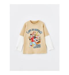 Снимка на LC Waikiki Crew Neck Long Sleeve Nostalgic Monkey Printed Baby Boy T-Shirt