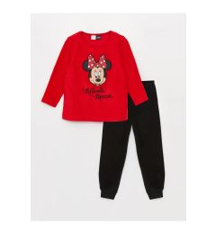 Снимка на LC Waikiki Crew Neck Minnie Mouse Printed Long Sleeve Girls Kids Fleece Pajamas Set