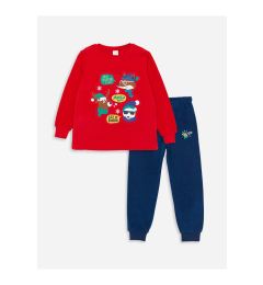 Снимка на LC Waikiki Crew Neck New Year's Themed Long Sleeve Fleece Boys' Pajama Set