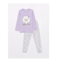 Снимка на LC Waikiki Crew Neck Printed Long Sleeve Girls Pajamas Set