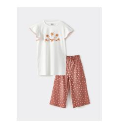 Снимка на LC Waikiki Crew Neck Printed Short Sleeve Girls' T-Shirt and Trousers