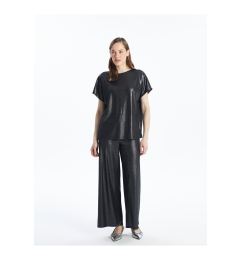 Снимка на LC Waikiki Elastic Waist Straight Wide Leg Women's Metallic Trousers