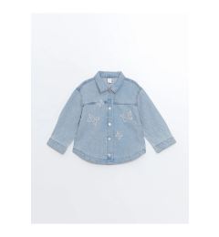 Снимка на LC Waikiki LCW baby Light Blue Rodeo Shirt Collar Embroidered Baby Girl Jean Jacket