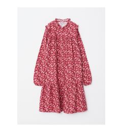 Снимка на LC Waikiki Lcw Crew Neck Patterned Long Sleeve Gabardine Girl's Dress