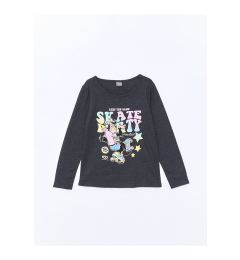 Снимка на LC Waikiki LCW Crew Neck Printed Long Sleeve Girls' T-Shirt