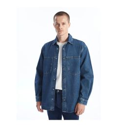 Снимка на LC Waikiki LCW Jeans Medium Indigo Rodeo Regular Fit Long Sleeve Men's Jean Shirt