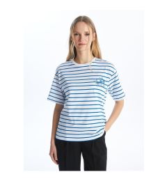 Снимка на LC Waikiki LCW Modest Crew Neck Striped Short Sleeve Oversize Women's T-Shirt