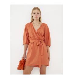 Снимка на LC Waikiki LCW Vision Matte Orange Women's V Neck Plain Dress